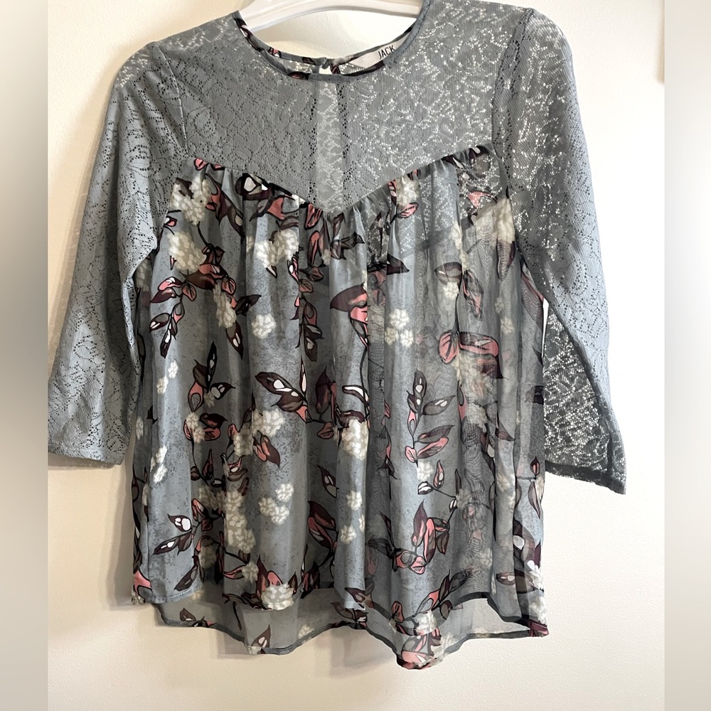 Jack by BB Dakota Floral Lace and Semi sheer Women's Top